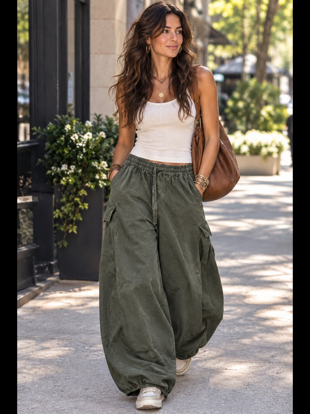 NWT Aquarius by Irma Olive Green Wide-Leg Pants -M/L